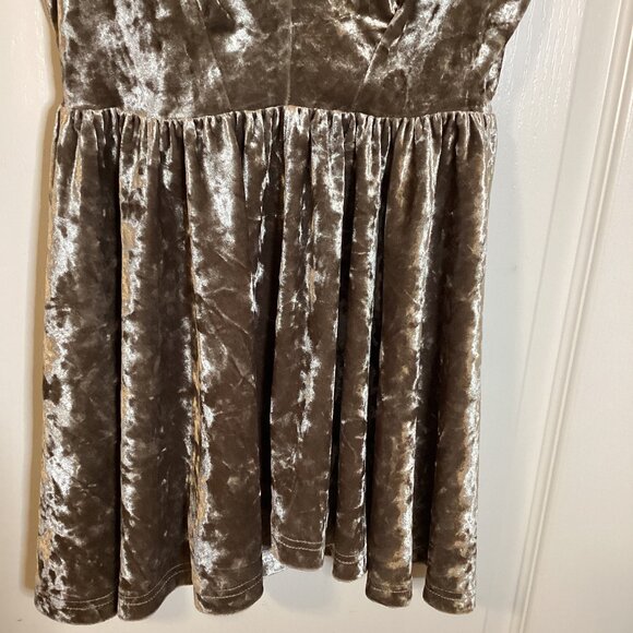 Silence + Noise Women's Brown Metallic Crushed Velvet Size M Baby  Doll - Picture 3 of 10